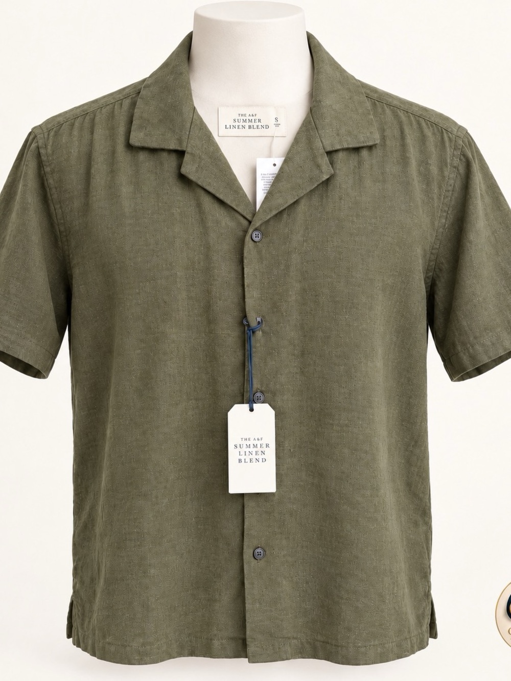Abercrombie & Fitch Olive Short-Sleeve Camp Shirt